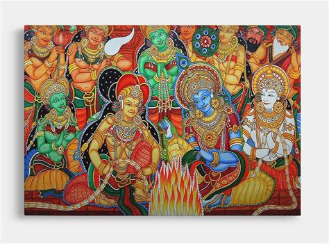 SCPmarts Kerala Mural Art Canvas Painting Framed | Kerala Painting Wall ...