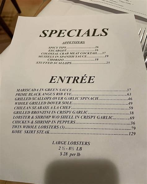 Menu at EL CID restaurant, Paramus