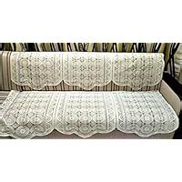 Buy Griiham Beige Off White Cream net Floral Sofa Cover- 3 Seater ...