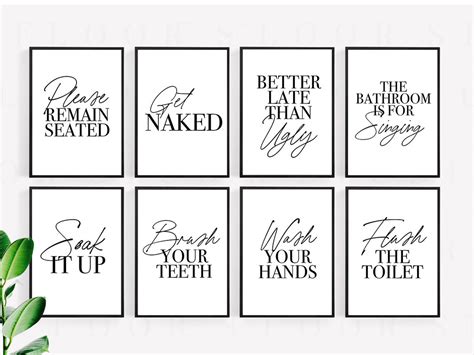 24 Funny Bathroom Printable Posters Minimal Quote Bathroom Wall Decor ...