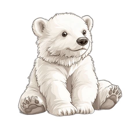 Cute Cartoon Polar Bear Cub Sitting Clipart Illustration, Bear Clipart ...