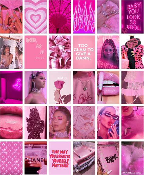 Thepaper9store Boujee Pink Collage Kit Aesthetic Room D?cor Poster Self ...