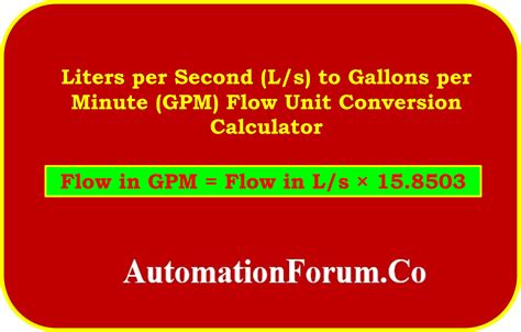 Liters per Second (L/s) to Gallons per Minute (GPM) Flow Unit ...