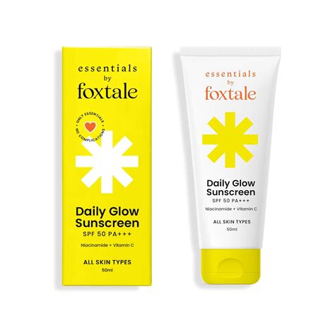 Foxtale Essentials Daily Glow Sunscreen SPF 50 PA+++ with Vitamin C and ...