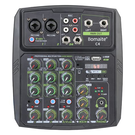 Buy Bomaite C4 4-Channel Audio Mixer Mixing Console LED Screen Built-in ...