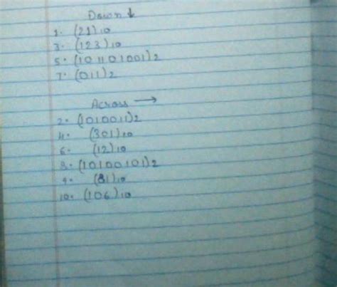 Solve the crossword by filling it with equivalent decimal numbers or ...