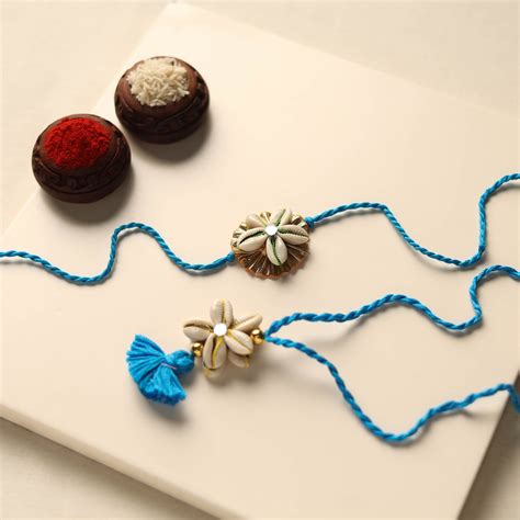 Handmade Shell Work Rakhi & Lumba Set – iTokri आई.टोकरी