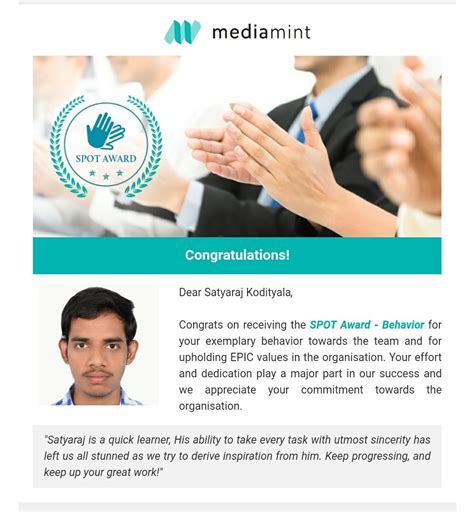 Thank you team and MediaMint for the award. It brings more dedication ...