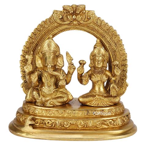 Buy Kartique Brass Ganesha Laxmi Ganesh Lakshmi Bhagwan Idol Ganpati ...