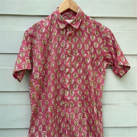 Pink Floral Hand Block Printed Cotton Shirt – Sukoon fab