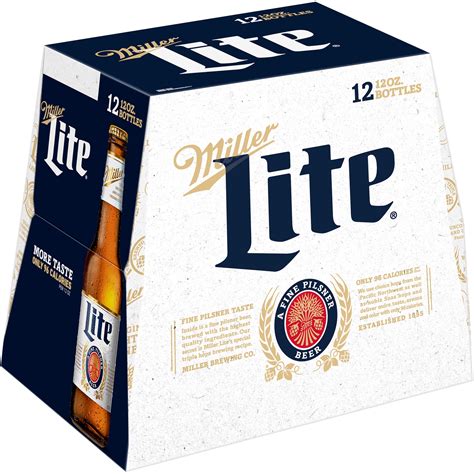 Miller Lite American Light Lager Beer, 12 Pack, 12 fl oz Glass Bottles ...