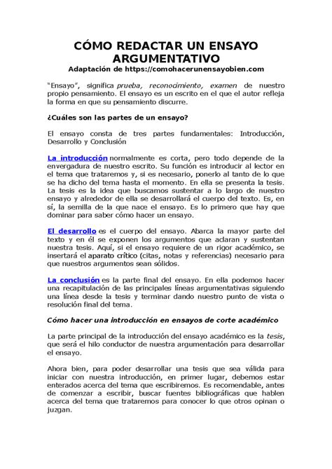 Ejemplos De Ensayo – Como Redactar Un Ensayo – BDNE