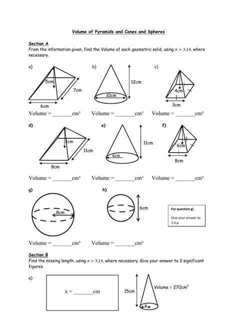 Image result for Volume of Rectangular Pyramid and Cylinder Worksheet