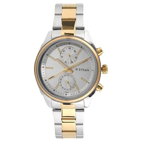 Titan Men's Metropolitan Luxe: Multifunction Silver Dial with Two-Tone ...