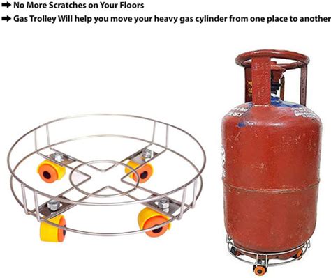 ASHOKA Stylish Stainless Steel Cylinder Tro with 4 Wheels Gas Trolly ...