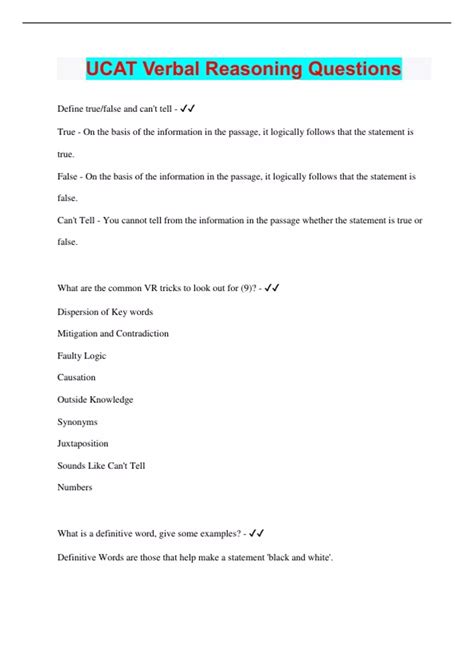 UCAT Verbal Reasoning Questions | 2023 | Questions with 100% Correct ...