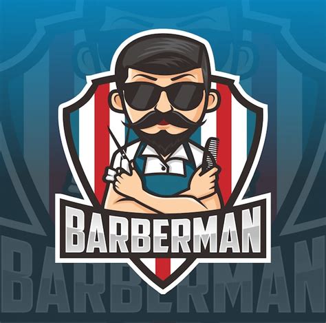 Friseur Mann Maskottchen Logo | Premium Vektor
