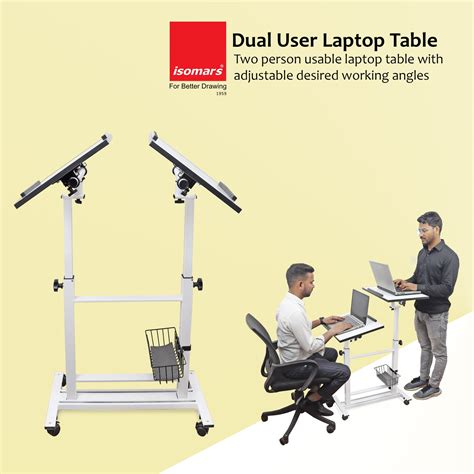 Isomars Sit &Stand 360° 2 Platforms Laptop & Projector User Table Mult
