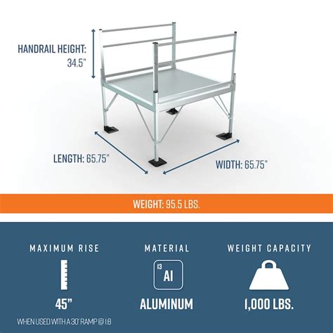 EZ-ACCESS 60-in L x 60-in W Aluminum Wheelchair Ramp Straight landing ...