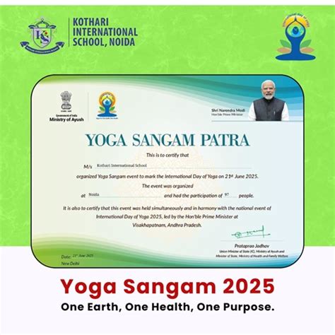 KIS Noida, is honoured to receive the Yoga Sangam Patra - Kothari ...