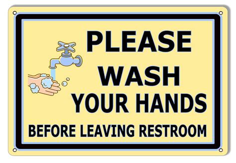 Please Wash Your Hands Restroom Metal Sign 9x12 - Reproduction Vintage ...