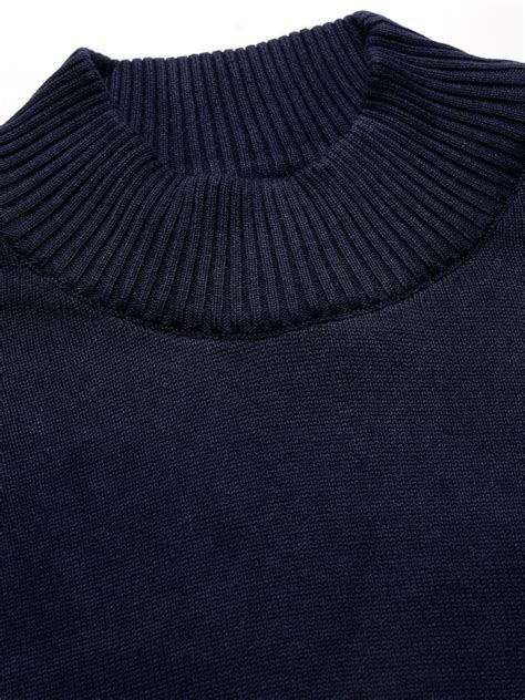 Style Quotient Men Solid Navy Knitted Regular Sweater – StyleQuotient