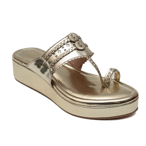 Traditional Kolhapuri Platforms - Gold – Dapperfeet