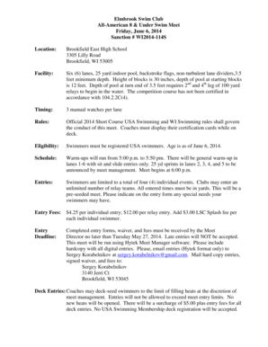 Fillable Online wisconsinswimming Elmbrook Swim Club All-American 8 ...