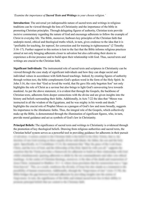Examine the importance of Sacred Texts and Writings to Christianity ...