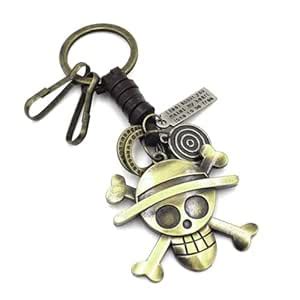 HASTHIP® One Piece Keychain with Snap Buckles Alloy Jolly Roger Key ...