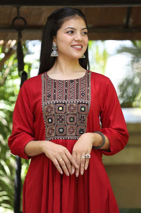 Embroidered A-Line Kurta for Women – Ytaminz