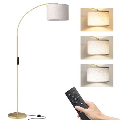 AOHAO 75'' Dimmable Gold Arc Floor Lamp with Adjustable Beige Linen ...