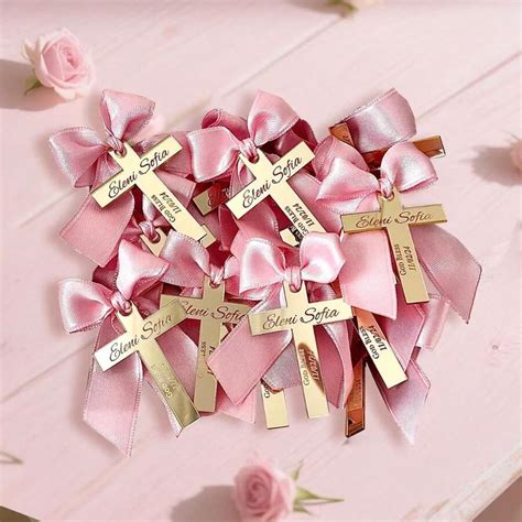 Christening Favors Tag, Gold Personalized Cross Name Tag, Acrylic ...