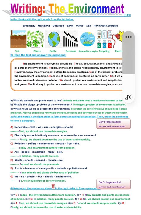 Writing a paragraph - order sentences - Environment