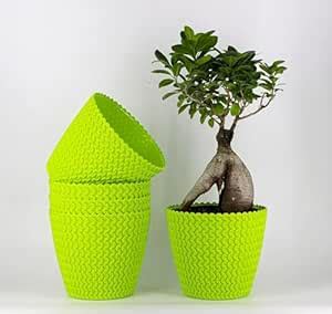 Green Garden Needs 7 Inch,Green Woven Textured Planter Pot for Indoor ...