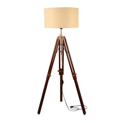 Cocovey Indian Made Tripod Floor Lamp/Sheesham (Rose Wood)/Jute Shade ...