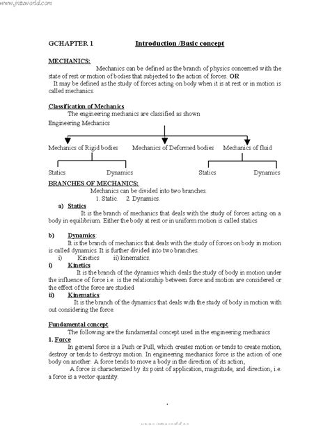 Engineering-Mechanics Notes - jntuworld 1 GCHAPTER 1 Introduction ...