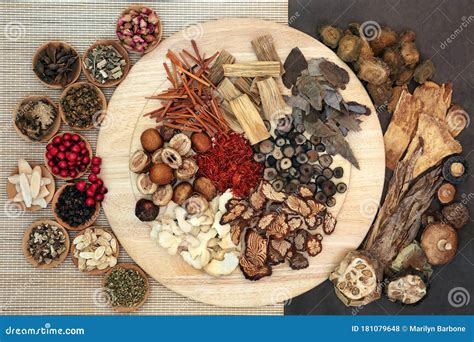 Collection of Chinese Herbs Used in Herbal Medicine Stock Photo - Image ...