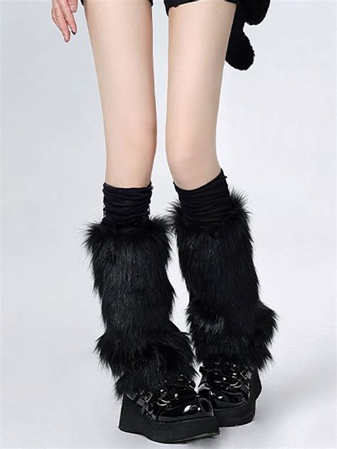 [$5.40]Black/White Faux Fur Leg Warmers 3 Length Options in 2024 | Leg ...