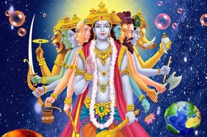 Lord Vishnu Religious Waterproof Vinyl Poster || can1911-1 Fine Art ...