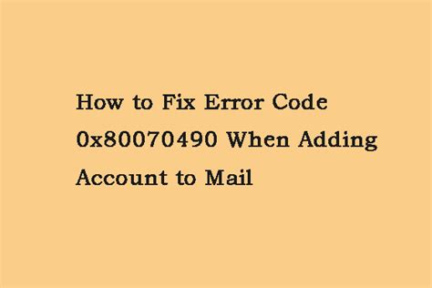 Image result for Error Code 0X80070490 Windows 1.0 Mail