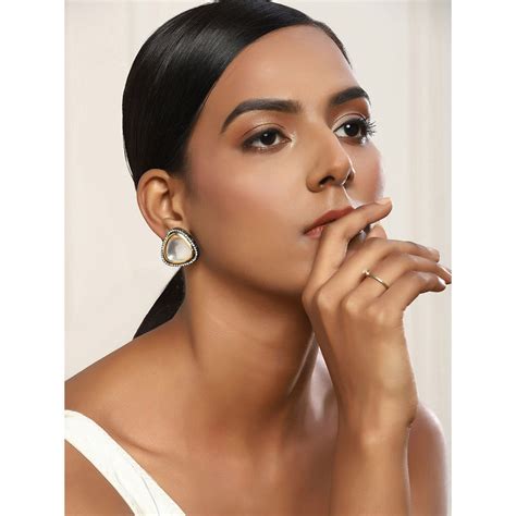 Buy RUBY RAANG STUDIO Nai Fiza Kundan in Dual Tone Embellished Studs Online