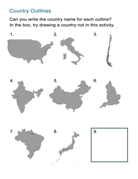 Country Border Outlines Game - ALL ESL