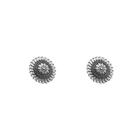Reva Circle Silver Oxidized Studs Earrings – Teejh