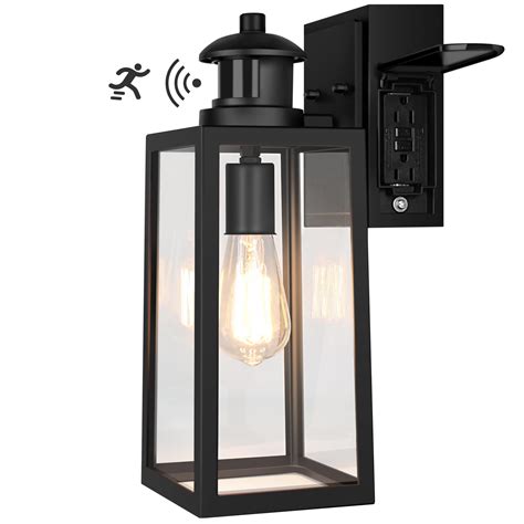 Buy Dusk to Dawn Motion Sensor Outdoor Porch Lights with GFCI Outlet ...