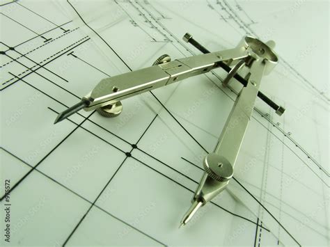 compass on drawing Stock Photo | Adobe Stock