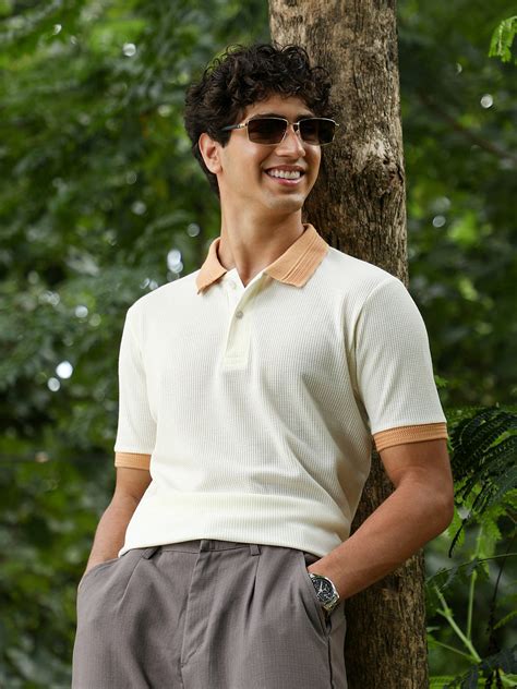 Buy Block-Textured Knit Polo T-Shirt in India at Best Price - Zop by ...