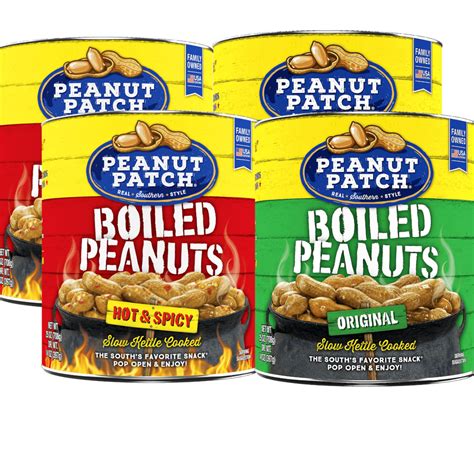Peanut Patch Boiled Peanuts, 25oz (2 Original and 2 Hot & Spicy ...