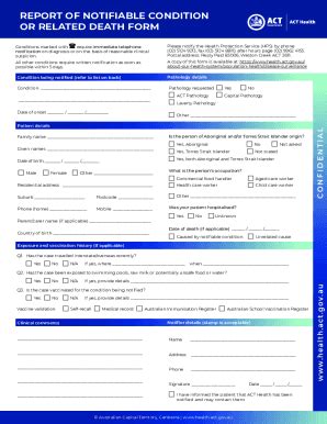 Fillable Online Report of Notifiable Condition or Related Death Form ...