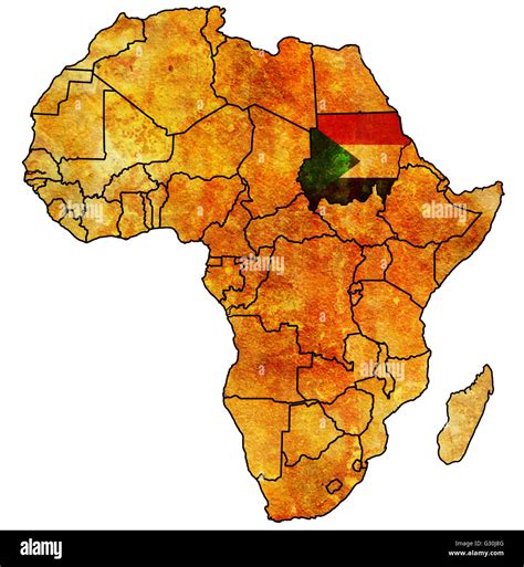 sudan on actual vintage political map of africa with flags Stock Photo - Alamy